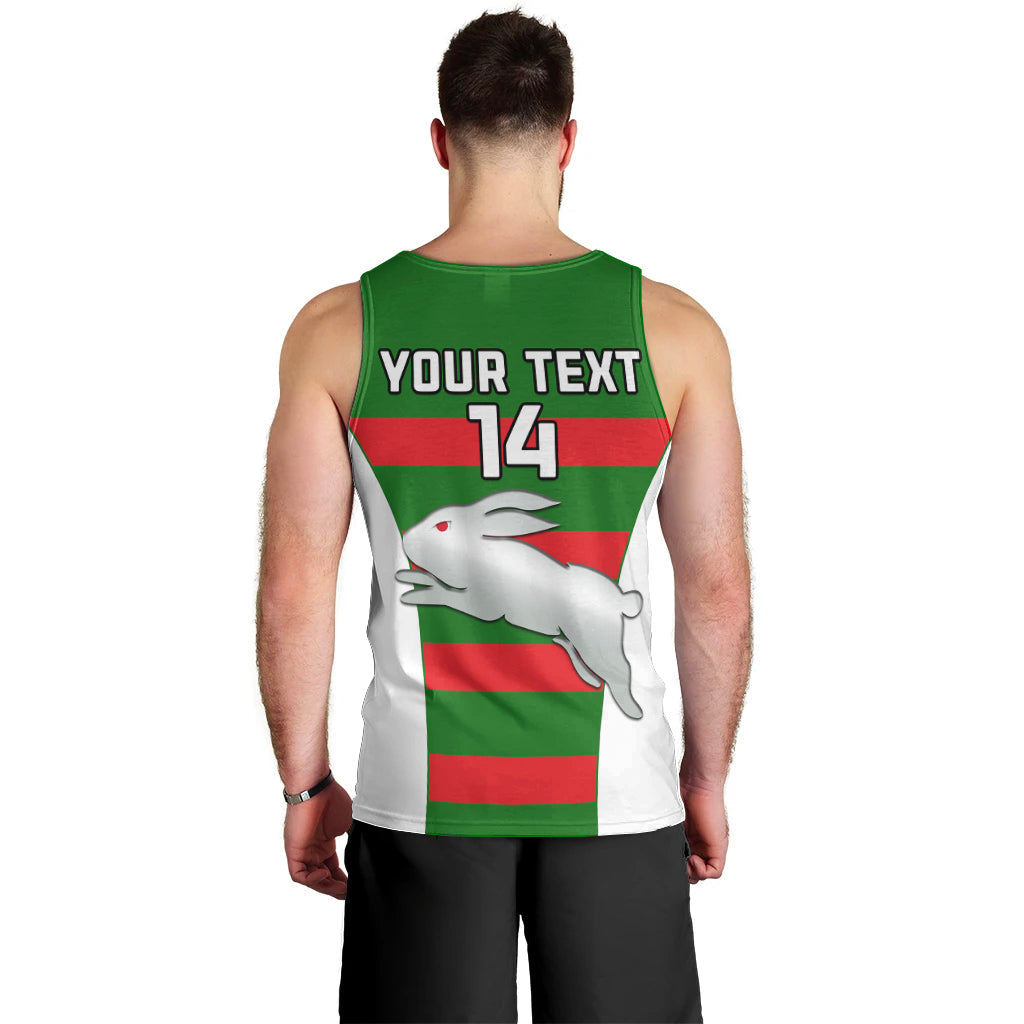 (Custom Text And Number) Rabbitohs Rugby Men Tank Top Go Souths 1908 Sporty Style White - Vibe Hoodie Shop