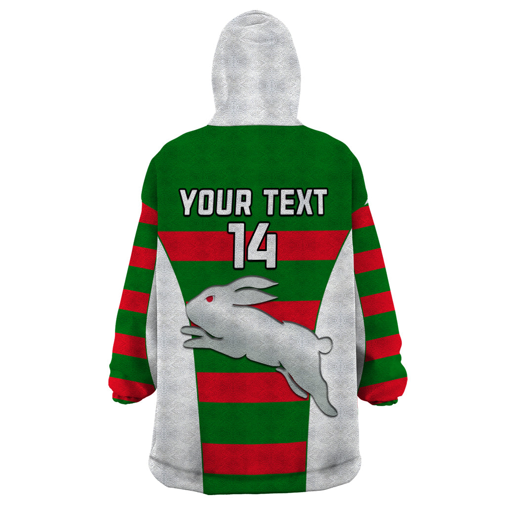 (Custom Text And Number) Rabbitohs Rugby Wearable Blanket Hoodie Go Souths 1908 Sporty Style White - Vibe Hoodie Shop