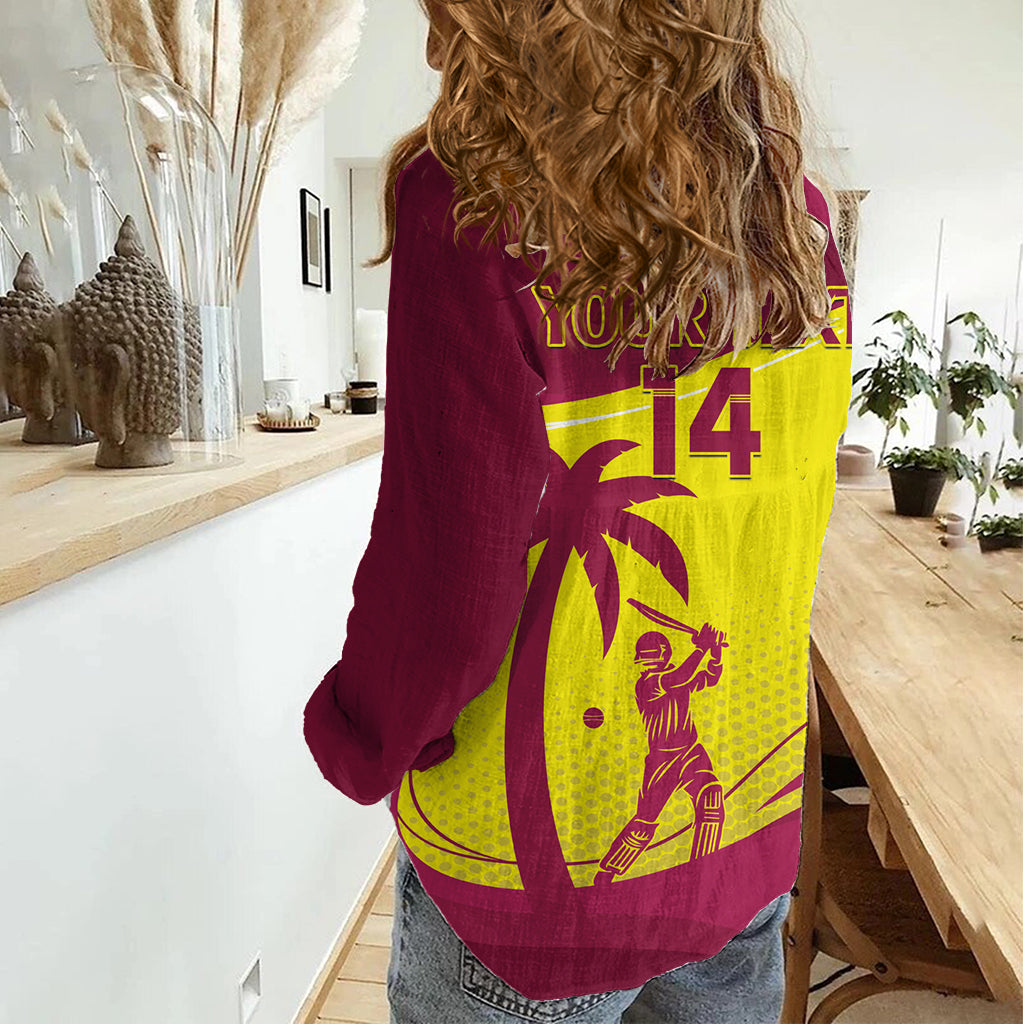 Custom West Indies Cricket Women Casual Shirt 2024 World Cup Go Windies - Vibe Hoodie Shop