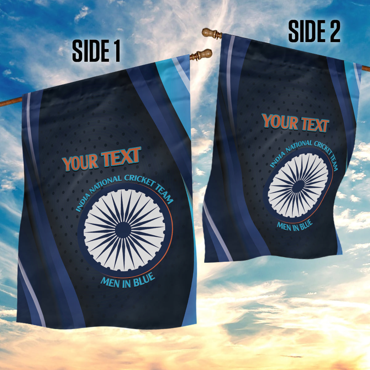 Custom India Cricket Garden Flag 2024 World Cup Go Men in Blue - Vibe Hoodie Shop