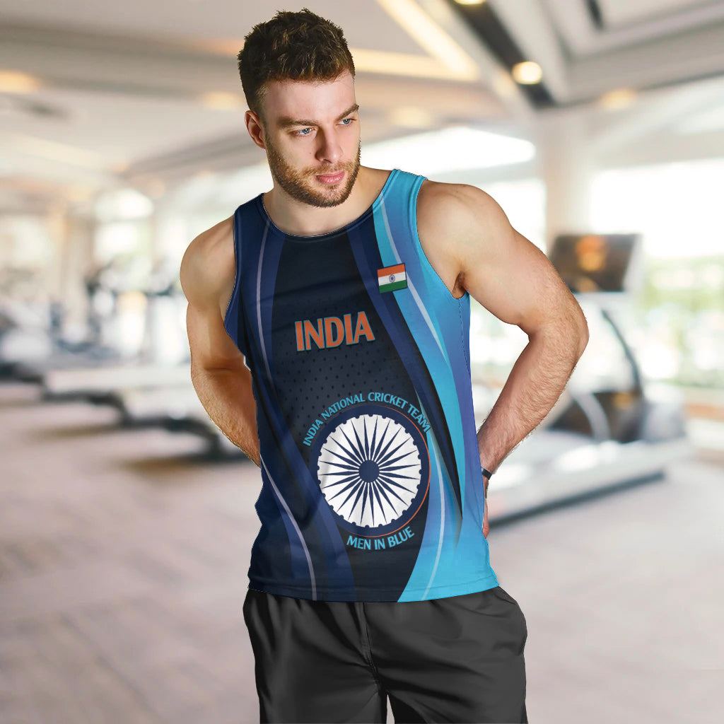 Custom India Cricket Men Tank Top 2024 World Cup Go Men in Blue - Vibe Hoodie Shop