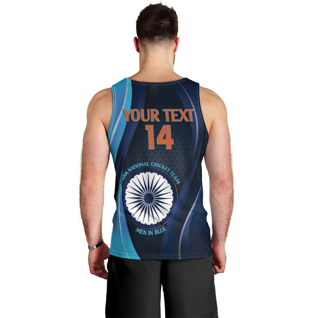 Custom India Cricket Men Tank Top 2024 World Cup Go Men in Blue - Vibe Hoodie Shop