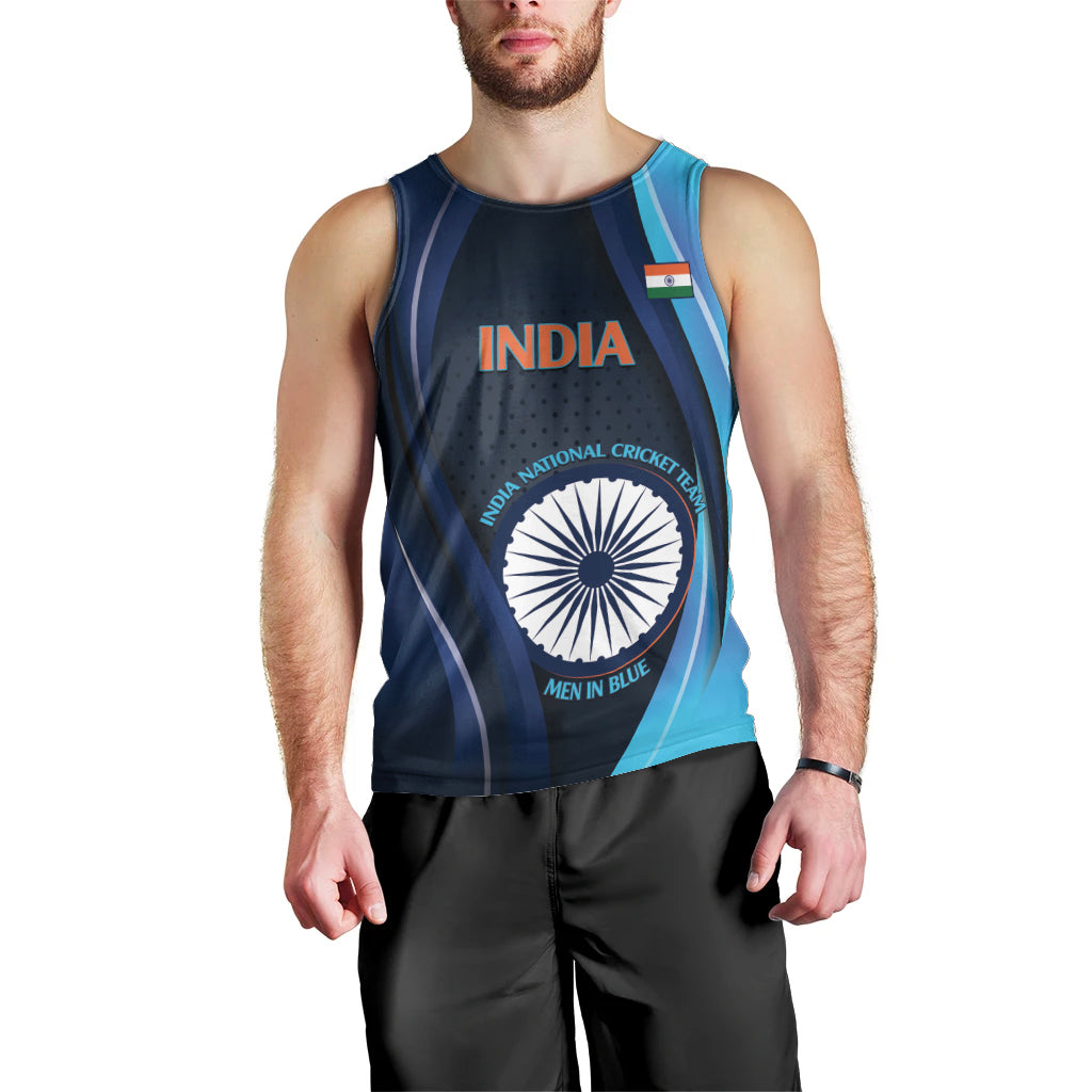 Custom India Cricket Men Tank Top 2024 World Cup Go Men in Blue - Vibe Hoodie Shop