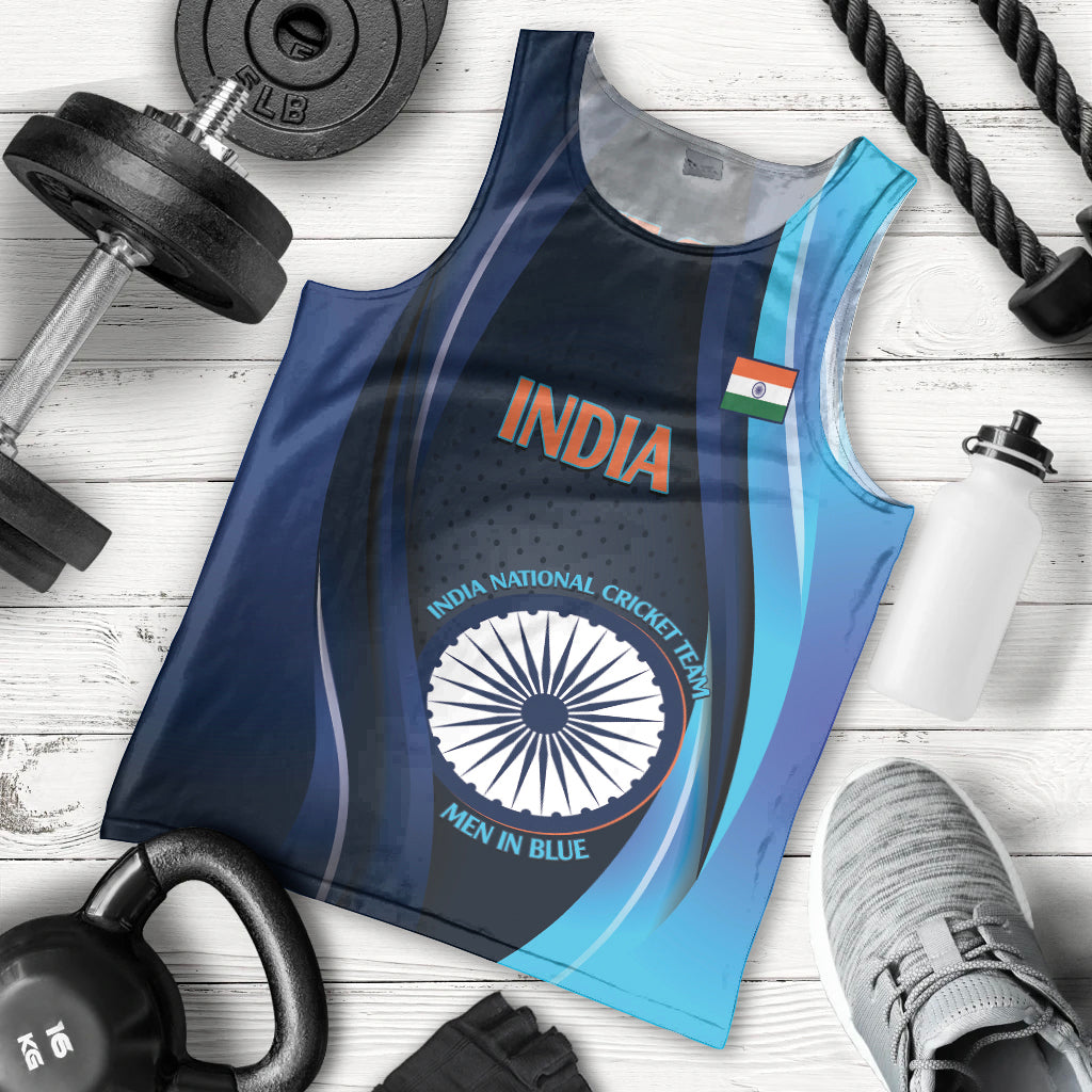 Custom India Cricket Men Tank Top 2024 World Cup Go Men in Blue - Vibe Hoodie Shop