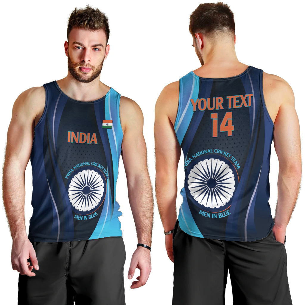 Custom India Cricket Men Tank Top 2024 World Cup Go Men in Blue - Vibe Hoodie Shop