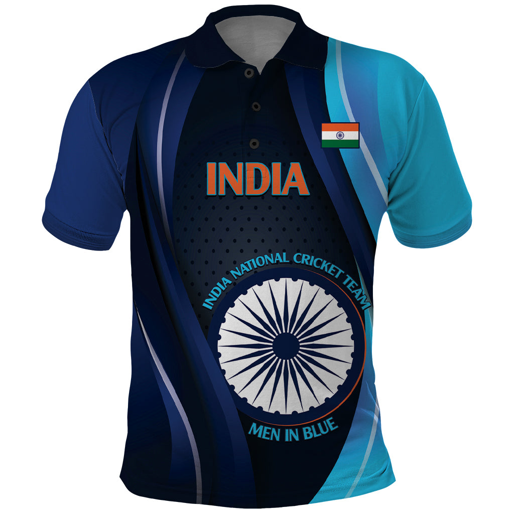 Custom India Cricket Polo Shirt 2024 World Cup Go Men in Blue - Vibe Hoodie Shop