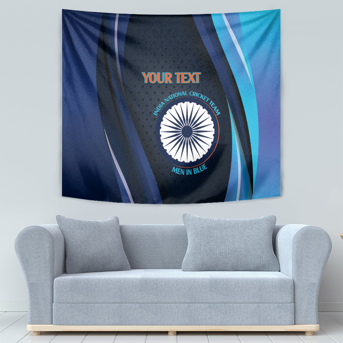 Custom India Cricket Tapestry 2024 World Cup Go Men in Blue - Vibe Hoodie Shop