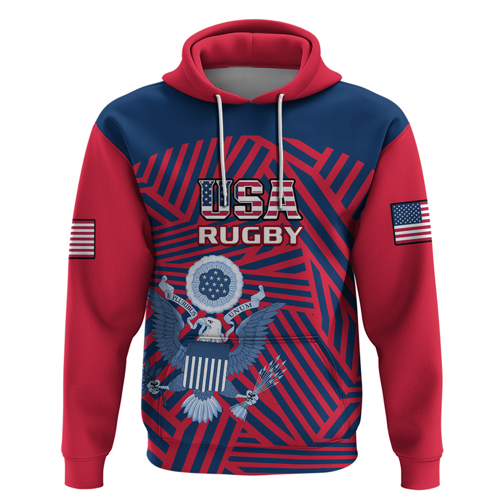 Personalised United States Rugby Hoodie USA Go Eagles Pacific 2023 - Vibe Hoodie Shop