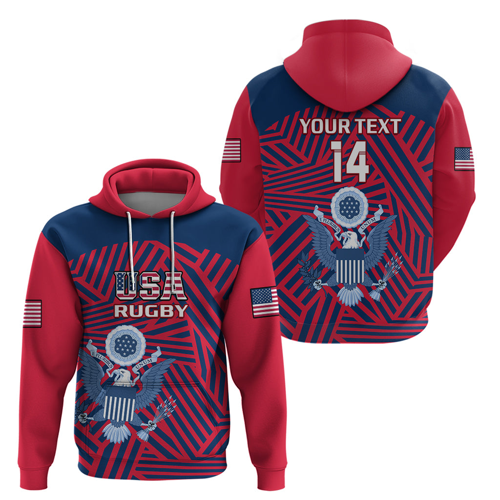 Personalised United States Rugby Hoodie USA Go Eagles Pacific 2023 - Vibe Hoodie Shop
