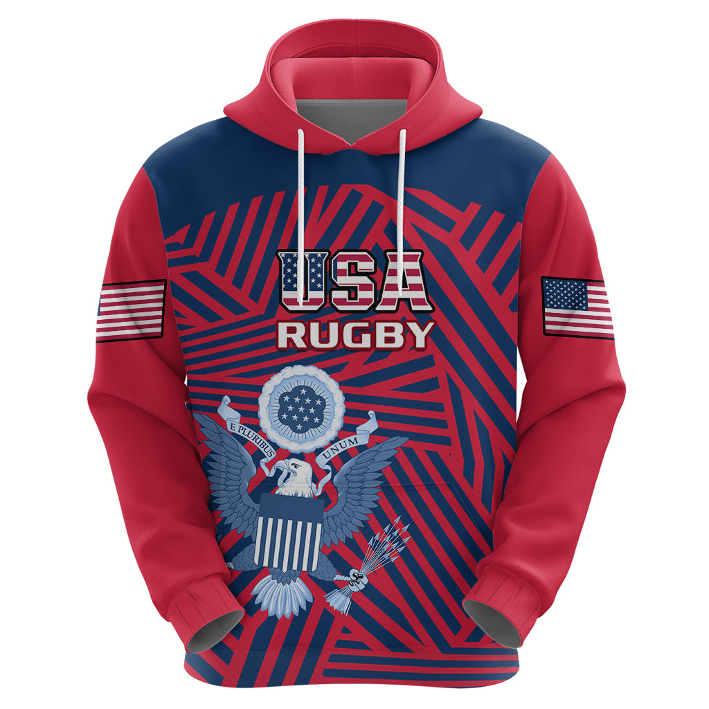 Personalised United States Rugby Hoodie USA Go Eagles Pacific 2023 - Vibe Hoodie Shop