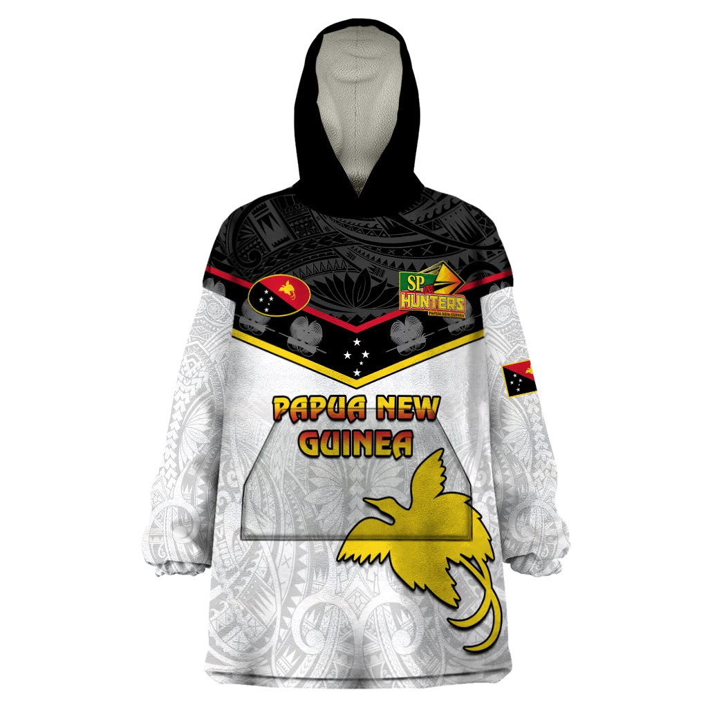 Papua New Guinea Rugby Wearable Blanket Hoodie PNG Hunters Polynesian Red - Vibe Hoodie Shop