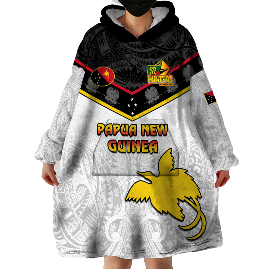 Papua New Guinea Rugby Wearable Blanket Hoodie PNG Hunters Polynesian Red - Vibe Hoodie Shop