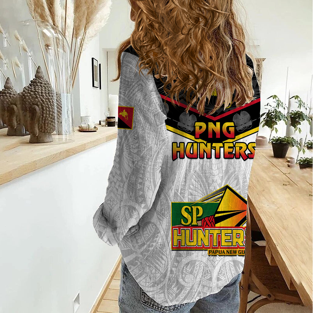 Papua New Guinea Rugby Women Casual Shirt PNG Hunters Polynesian Red - Vibe Hoodie Shop