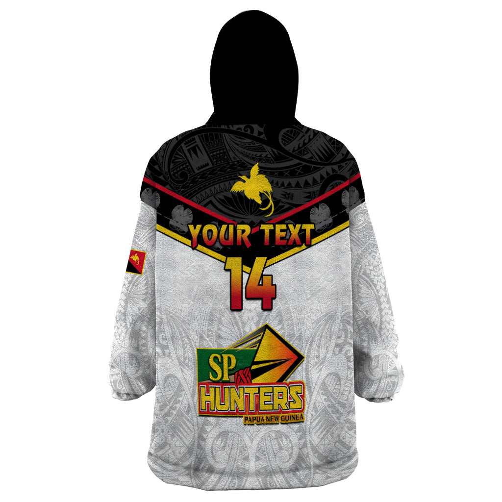 Personalised Papua New Guinea Rugby Wearable Blanket Hoodie PNG Hunters Polynesian Red - Vibe Hoodie Shop