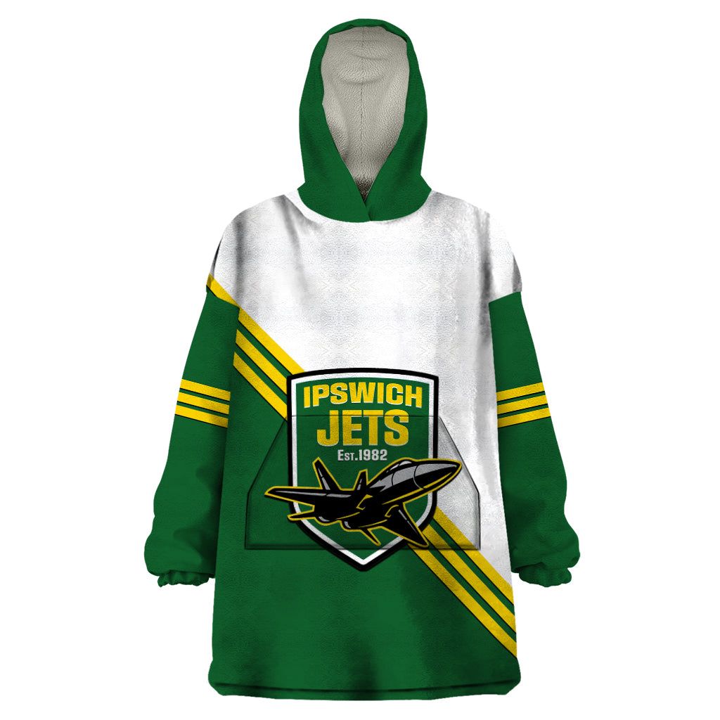 Personalised Australia Rugby Wearable Blanket Hoodie Ipswich Jets Est 1982 Sporty Style - Vibe Hoodie Shop