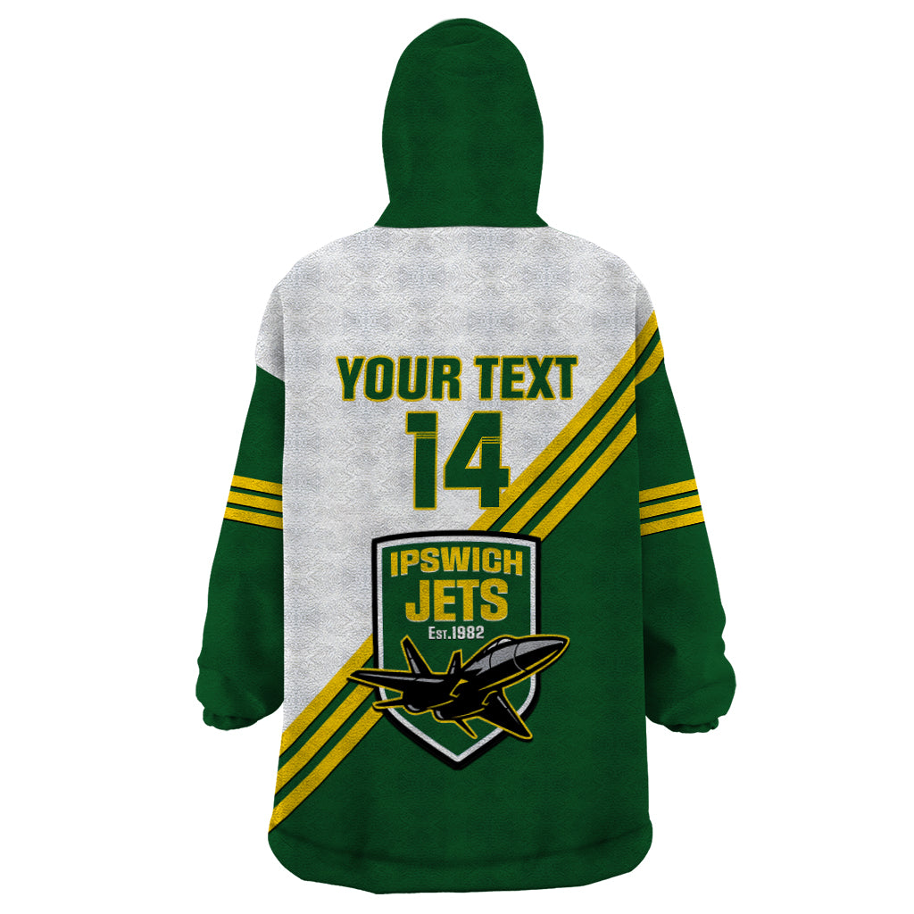 Personalised Australia Rugby Wearable Blanket Hoodie Ipswich Jets Est 1982 Sporty Style - Vibe Hoodie Shop