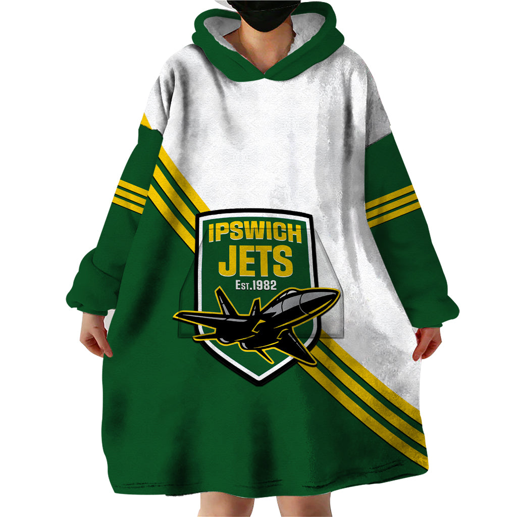 Personalised Australia Rugby Wearable Blanket Hoodie Ipswich Jets Est 1982 Sporty Style - Vibe Hoodie Shop