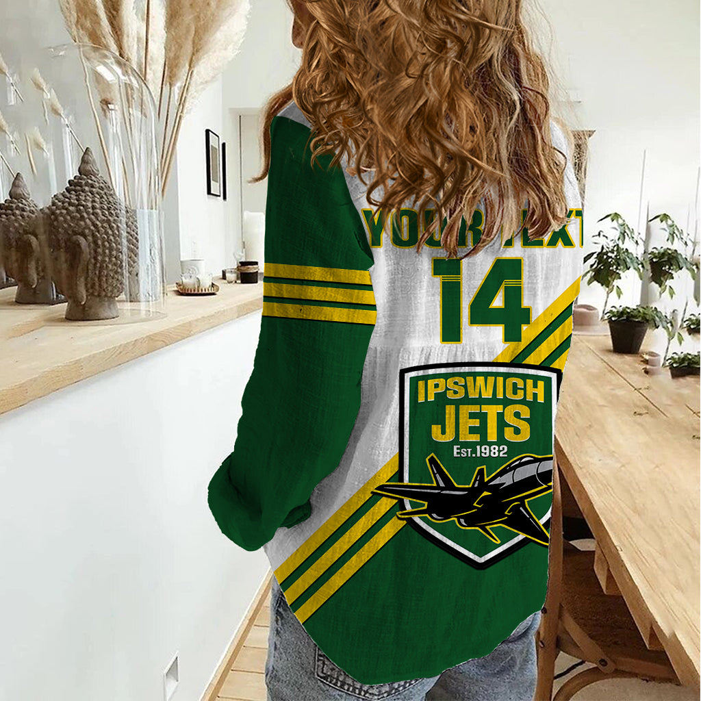 Personalised Australia Rugby Women Casual Shirt Ipswich Jets Est 1982 Sporty Style - Vibe Hoodie Shop