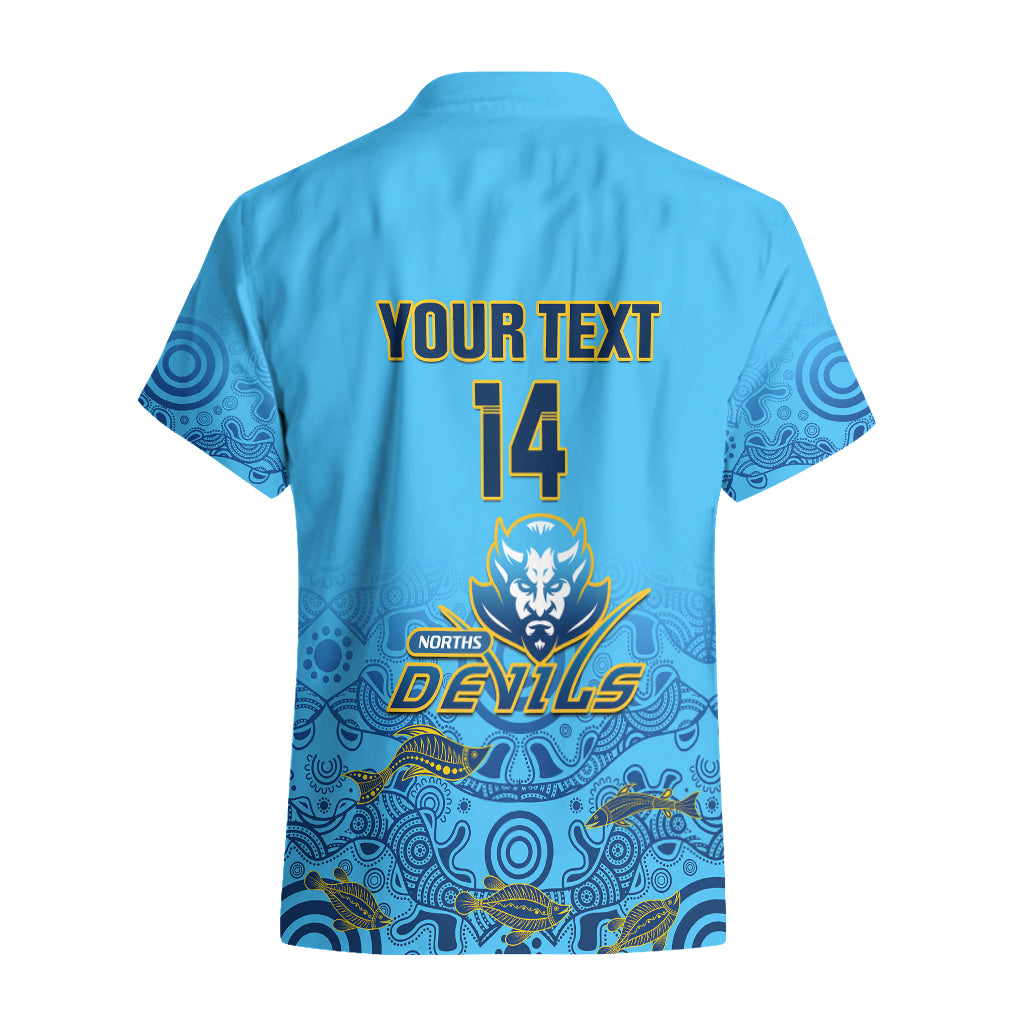 Personalised Australia Rugby Hawaiian Shirt Norths Devils Indigenous Art - Vibe Hoodie Shop