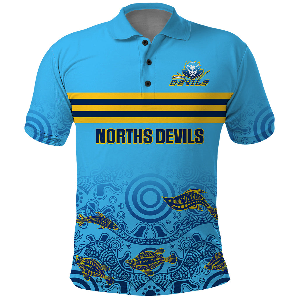 Personalised Australia Rugby Polo Shirt Norths Devils Indigenous Art - Vibe Hoodie Shop