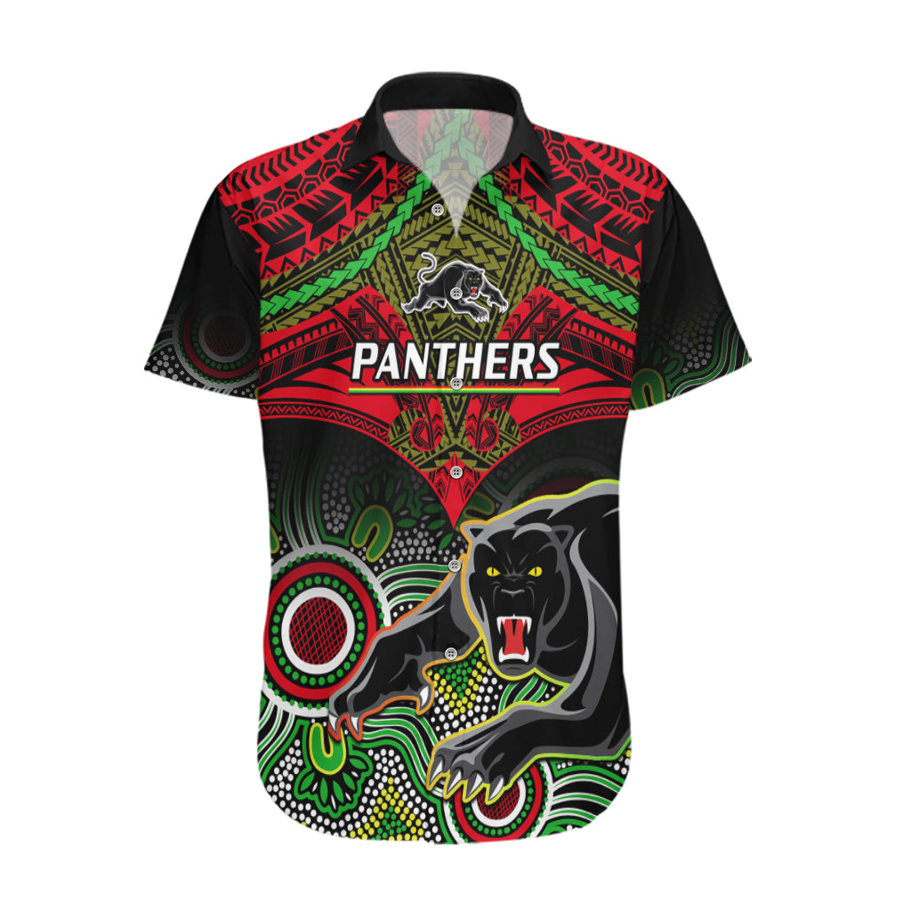 Panthers Rugby Hawaiian Shirt Penrith 1966 Aboriginal Mix Polynesian Pattern - Vibe Hoodie Shop