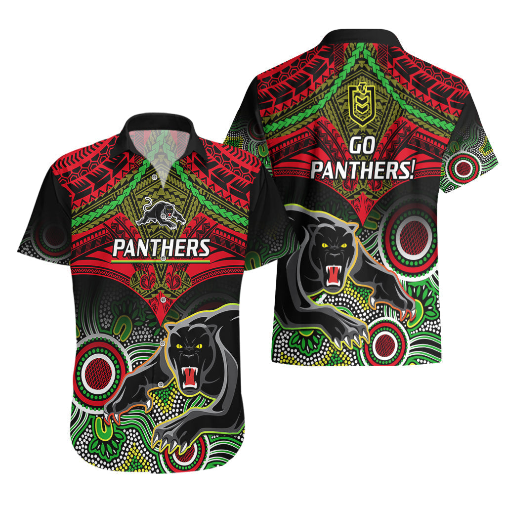 Panthers Rugby Hawaiian Shirt Penrith 1966 Aboriginal Mix Polynesian Pattern - Vibe Hoodie Shop