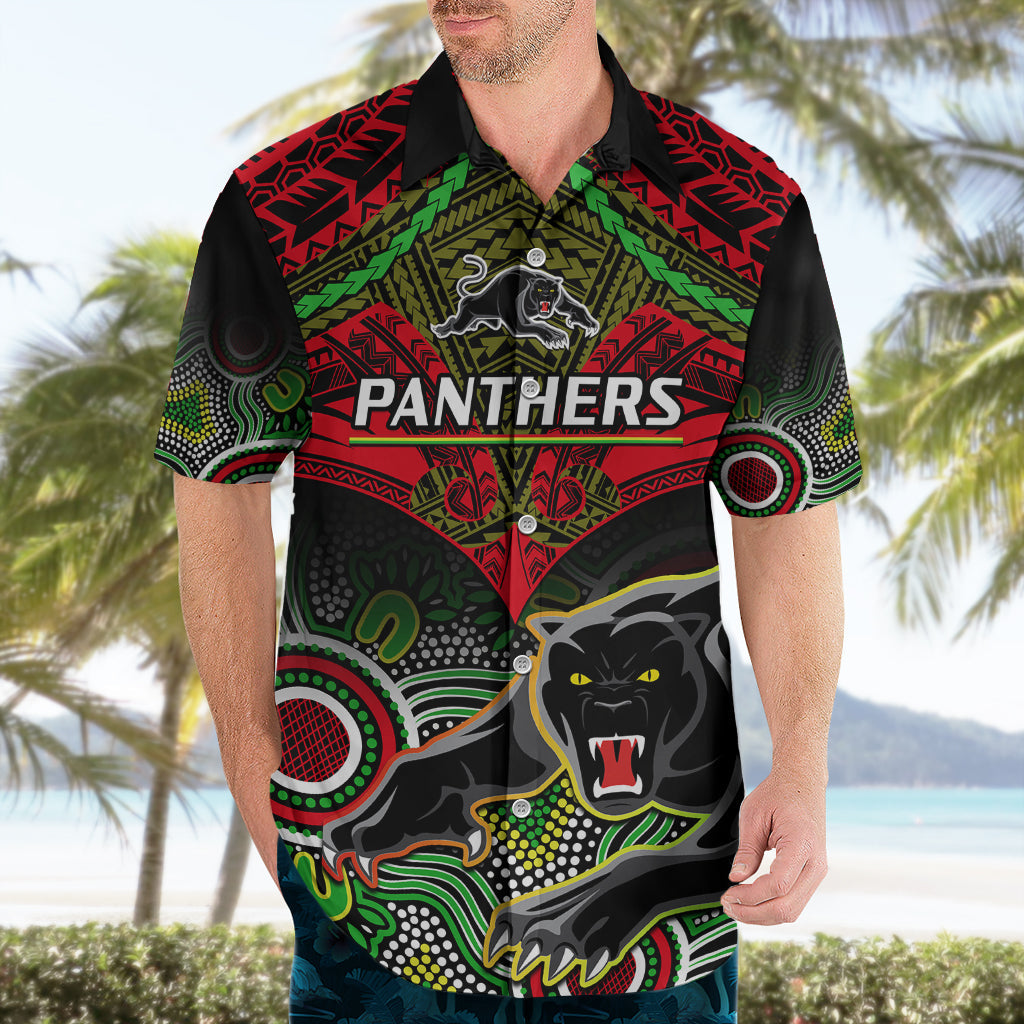 Panthers Rugby Hawaiian Shirt Penrith 1966 Aboriginal Mix Polynesian Pattern - Vibe Hoodie Shop