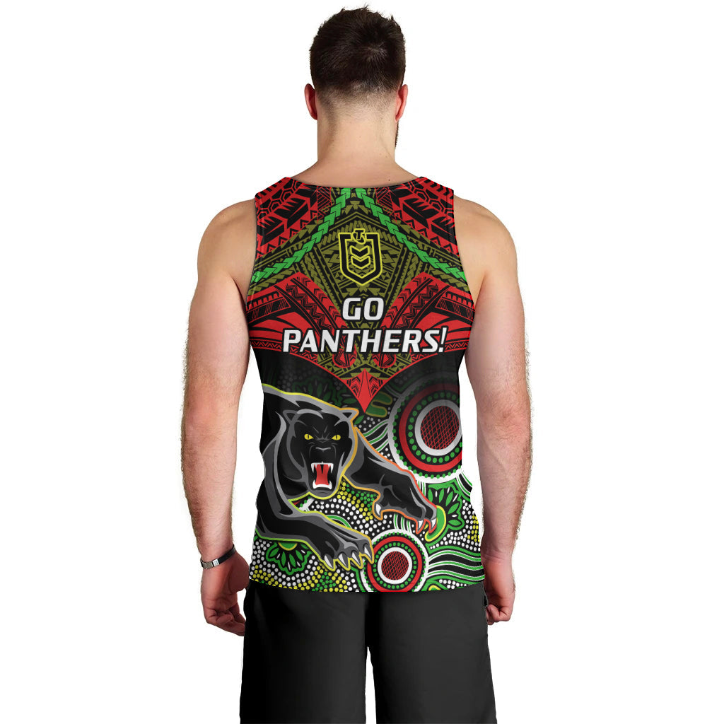 Panthers Rugby Men Tank Top Penrith 1966 Aboriginal Mix Polynesian Pattern - Vibe Hoodie Shop