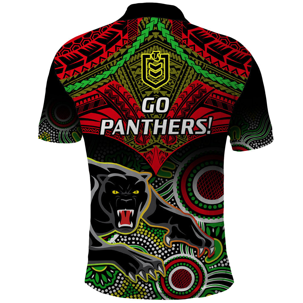 Panthers Rugby Polo Shirt Penrith 1966 Aboriginal Mix Polynesian Pattern - Vibe Hoodie Shop