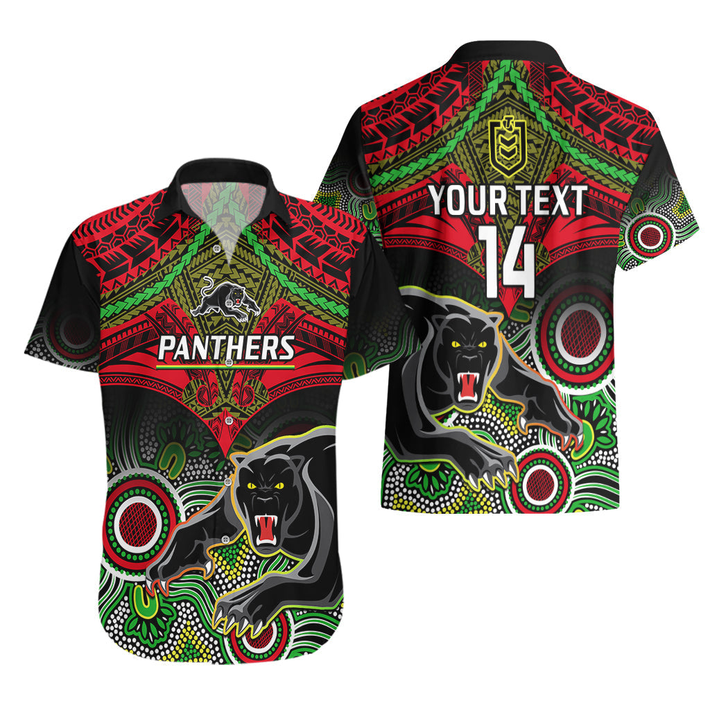 Personalised Panthers Rugby Hawaiian Shirt Penrith 1966 Aboriginal Mix Polynesian Pattern - Vibe Hoodie Shop