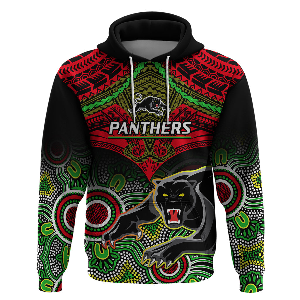 Personalised Panthers Rugby Hoodie Penrith 1966 Aboriginal Mix Polynesian Pattern - Vibe Hoodie Shop