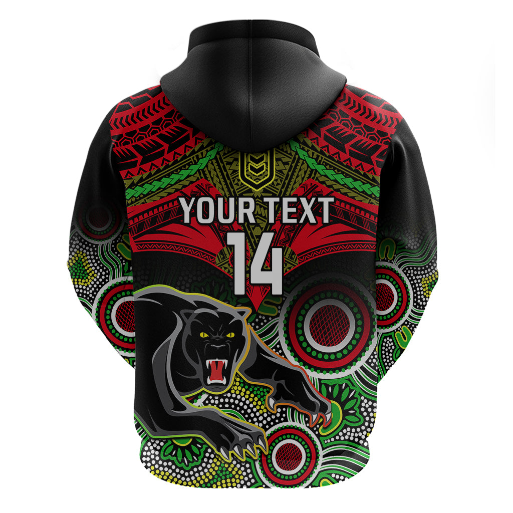 Personalised Panthers Rugby Hoodie Penrith 1966 Aboriginal Mix Polynesian Pattern - Vibe Hoodie Shop