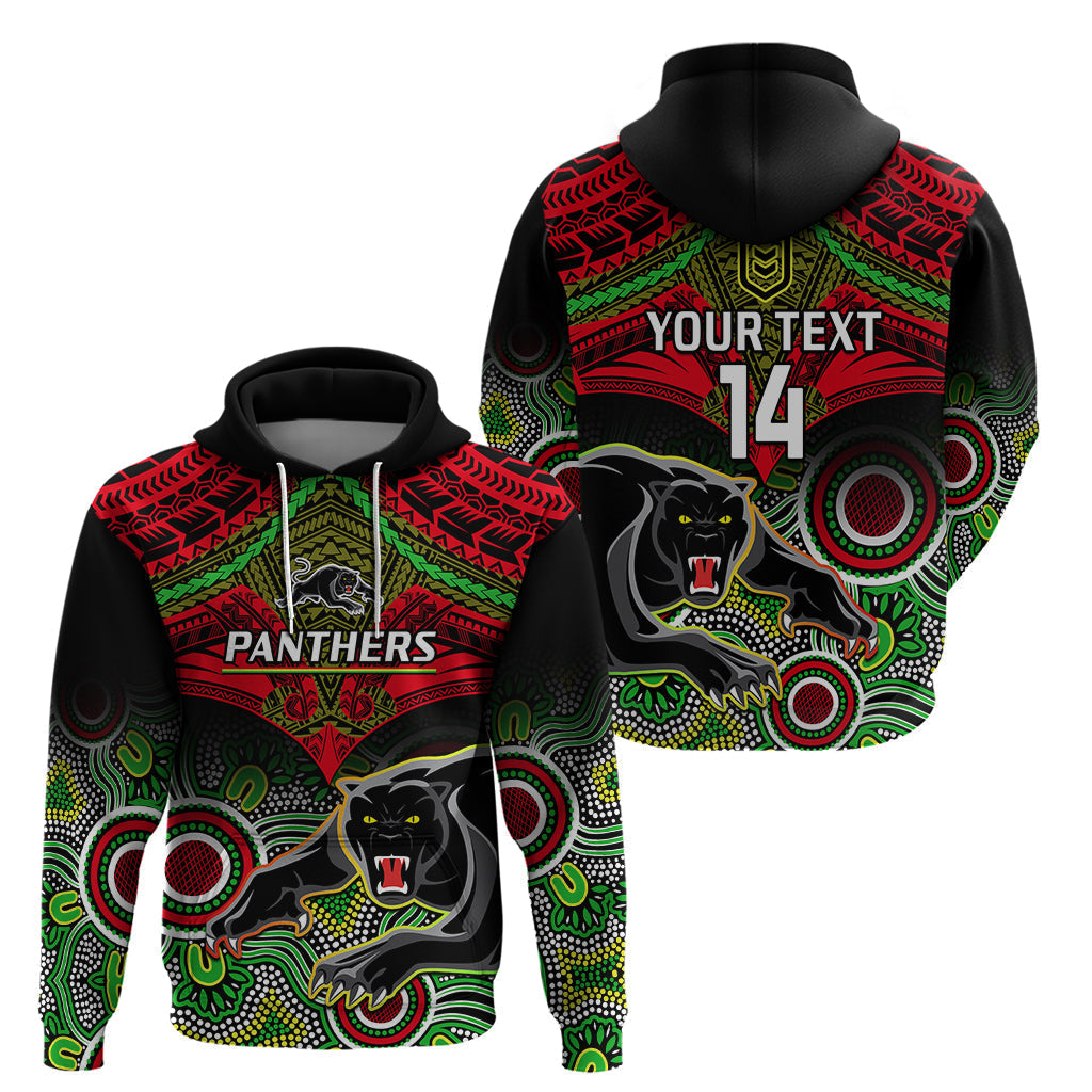 Personalised Panthers Rugby Hoodie Penrith 1966 Aboriginal Mix Polynesian Pattern - Vibe Hoodie Shop
