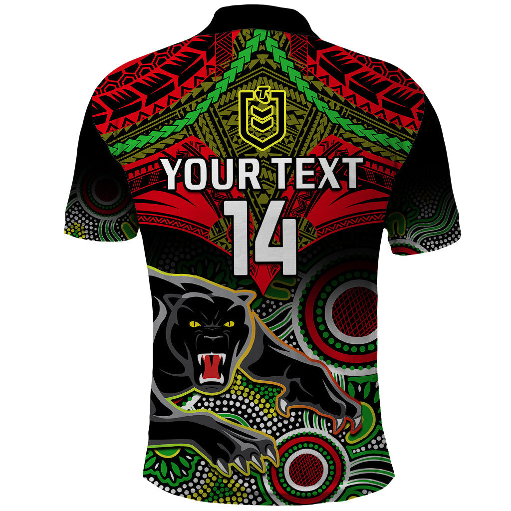 Personalised Panthers Rugby Polo Shirt Penrith 1966 Aboriginal Mix Polynesian Pattern - Vibe Hoodie Shop