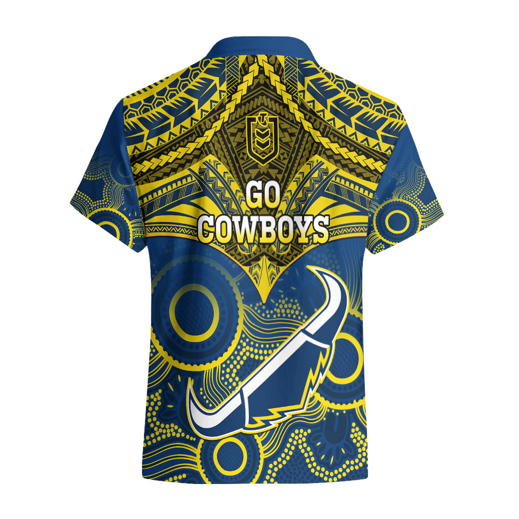Cowboys Rugby Hawaiian Shirt Aboriginal Mix Polynesian Pattern - Vibe Hoodie Shop