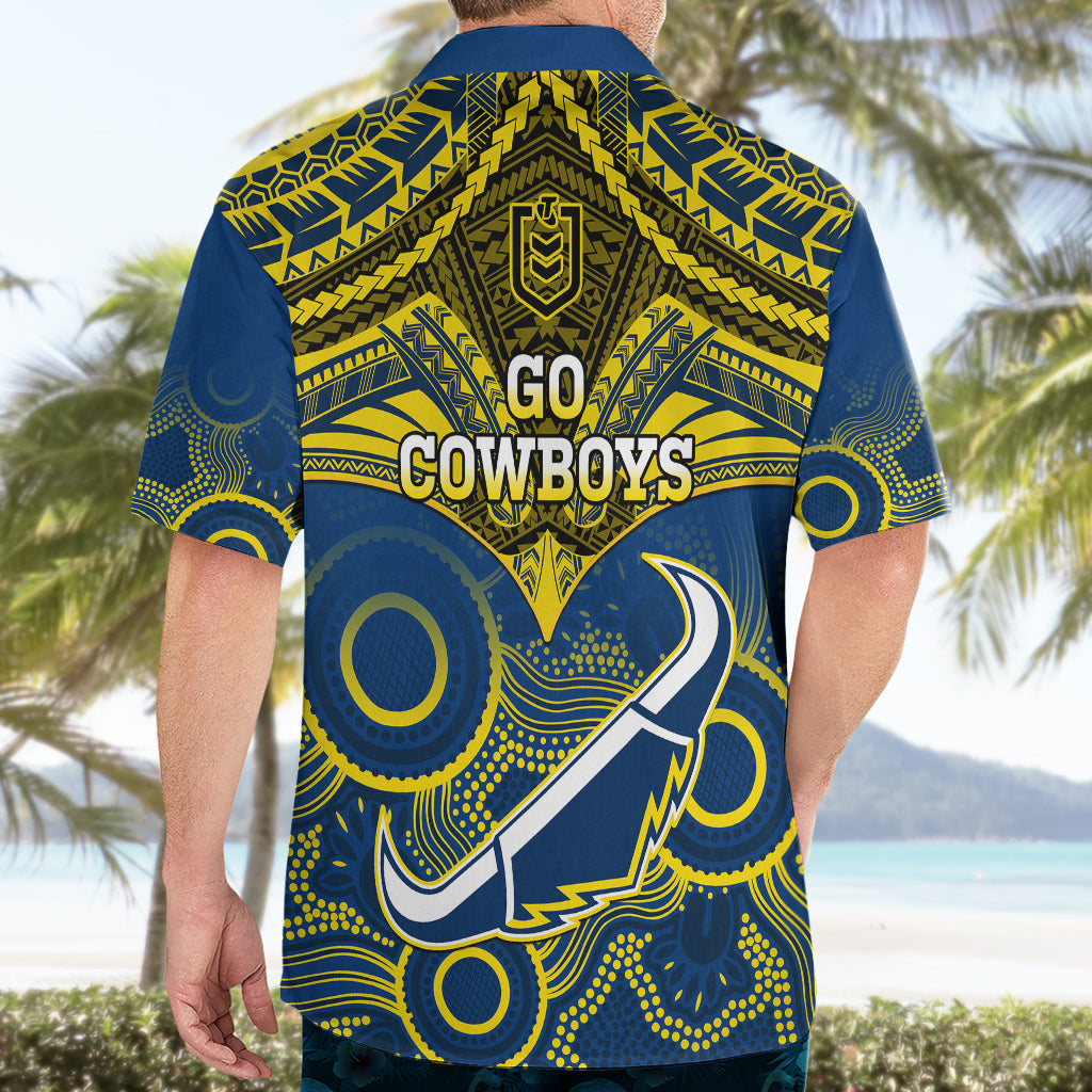 Cowboys Rugby Hawaiian Shirt Aboriginal Mix Polynesian Pattern - Vibe Hoodie Shop