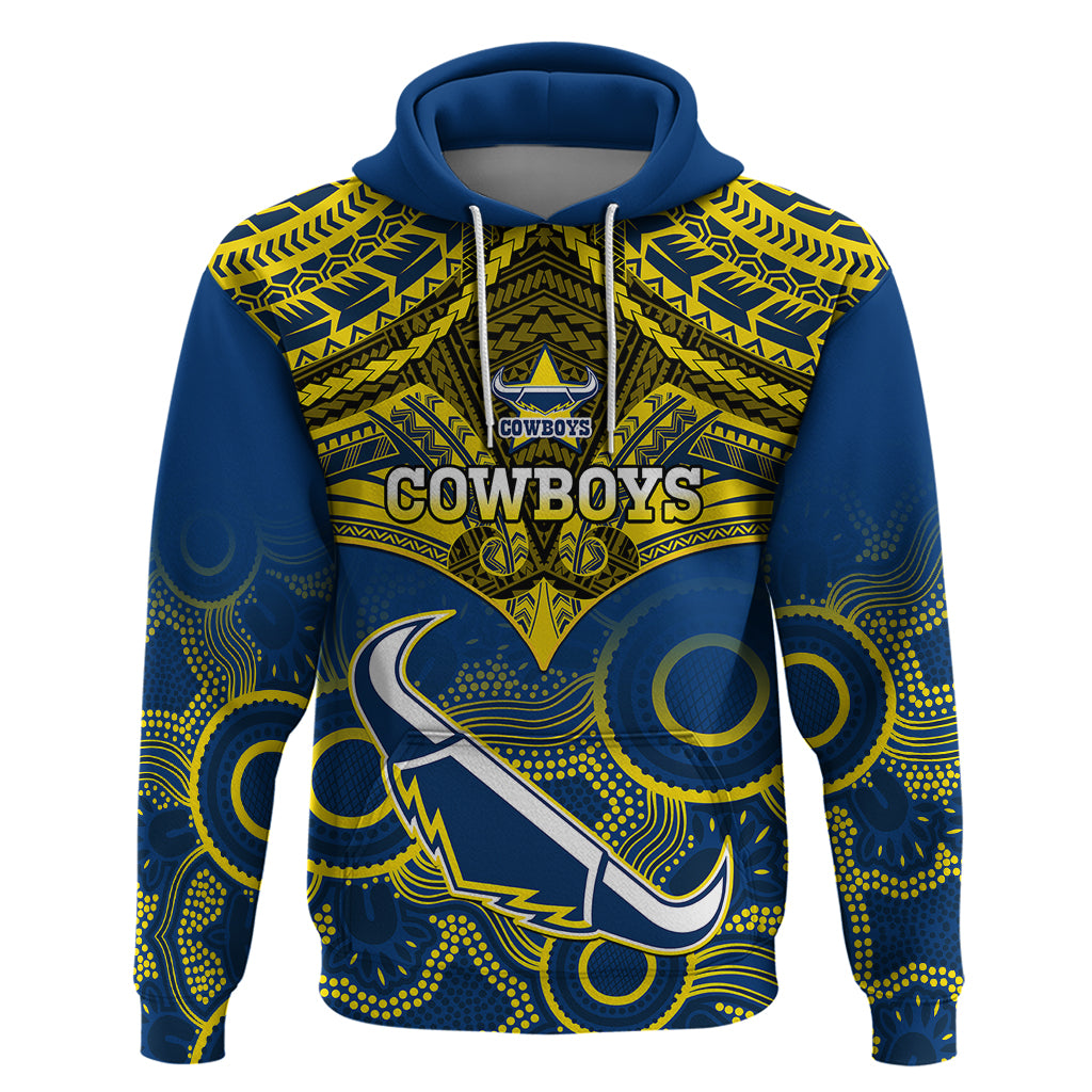 Cowboys Rugby Hoodie Aboriginal Mix Polynesian Pattern - Vibe Hoodie Shop