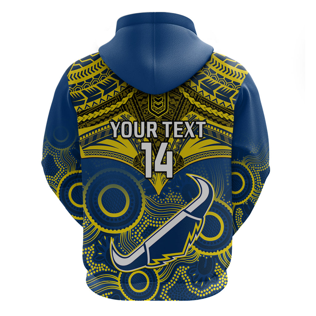 Personalised Cowboys Rugby Hoodie Aboriginal Mix Polynesian Pattern - Vibe Hoodie Shop