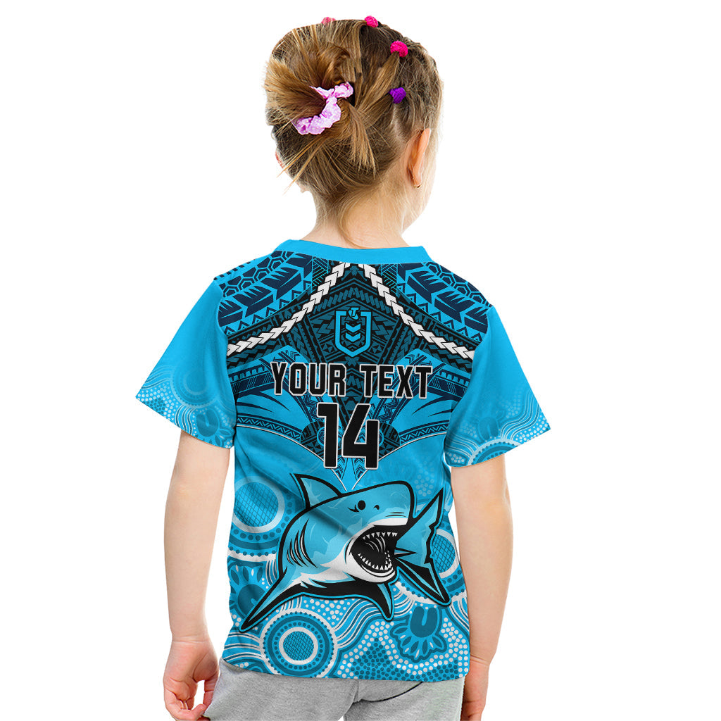 personalised-sharks-rugby-kid-t-shirt-go-sharkies-aboriginal-mix-polynesian-pattern