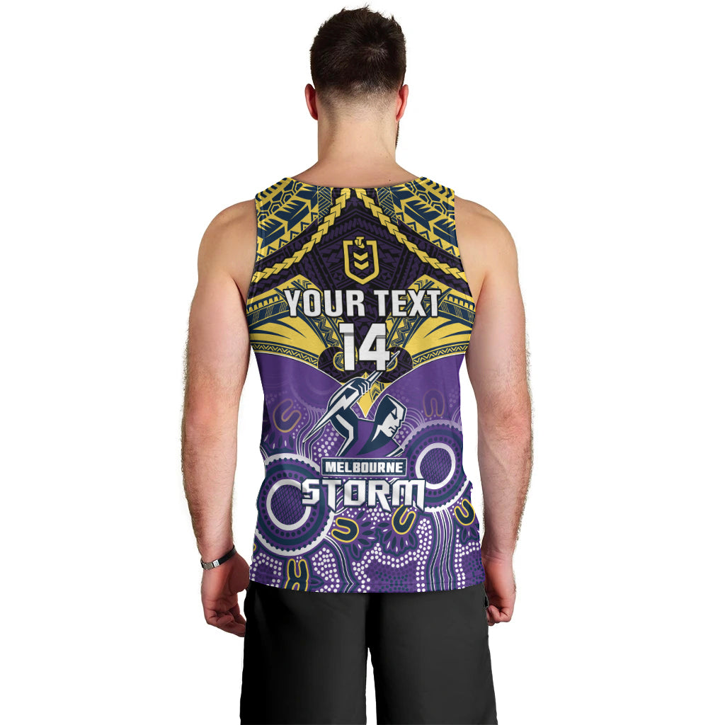 Personalised Storm Rugby Men Tank Top Go Melbourne Aboriginal Mix Polynesian Pattern - Vibe Hoodie Shop