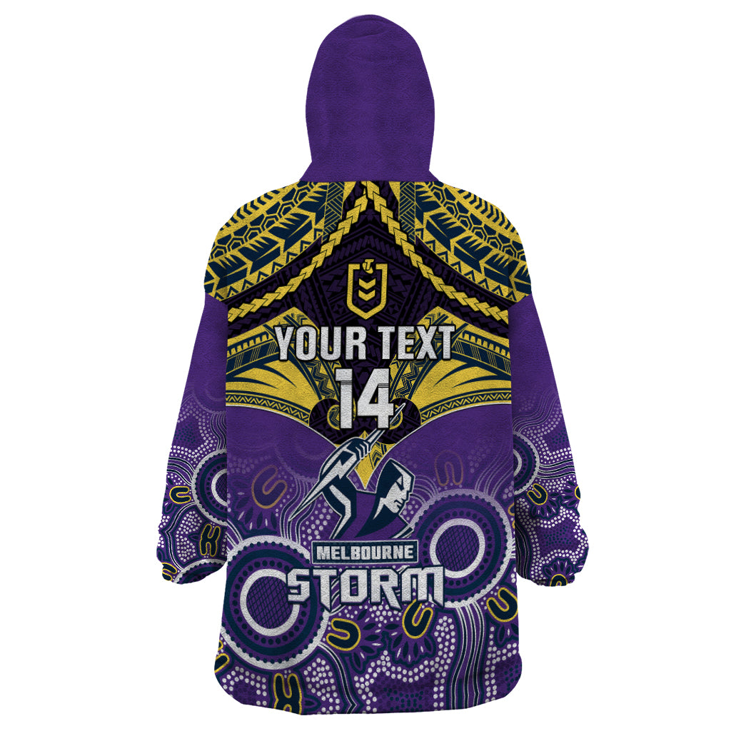 Personalised Storm Rugby Wearable Blanket Hoodie Go Melbourne Aboriginal Mix Polynesian Pattern - Vibe Hoodie Shop