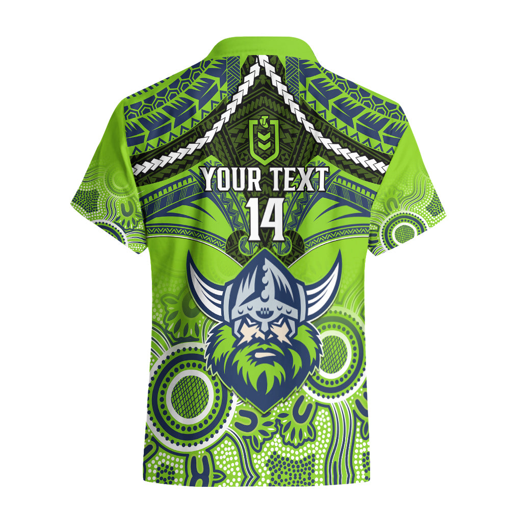 Personalised Raiders Rugby Hawaiian Shirt Canberra 1981 Aboriginal Mix Polynesian Pattern - Vibe Hoodie Shop