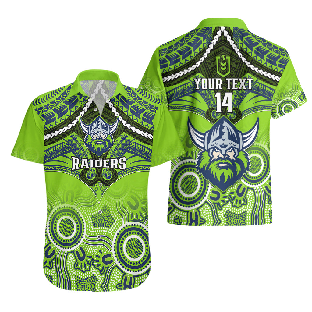 Personalised Raiders Rugby Hawaiian Shirt Canberra 1981 Aboriginal Mix Polynesian Pattern - Vibe Hoodie Shop
