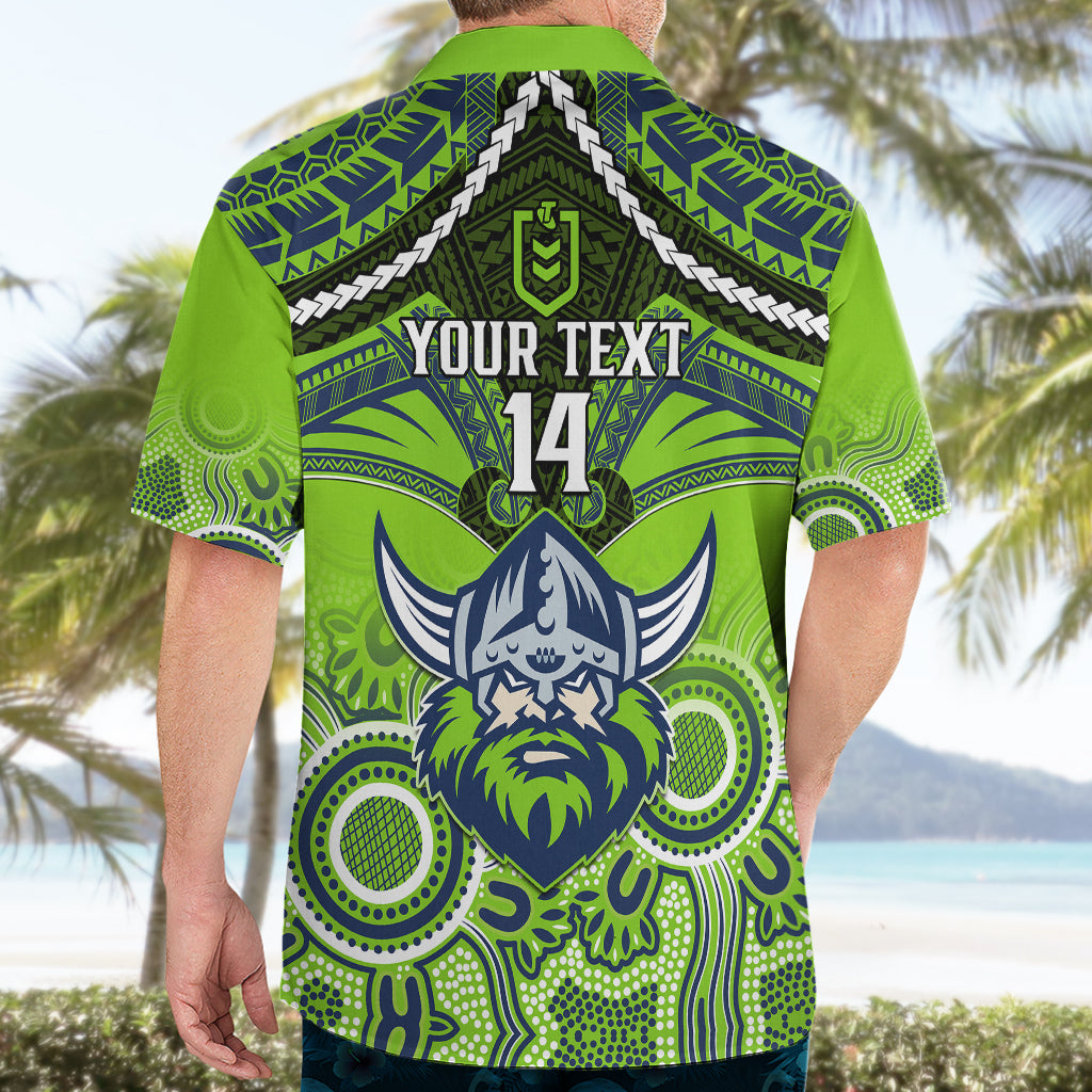 Personalised Raiders Rugby Hawaiian Shirt Canberra 1981 Aboriginal Mix Polynesian Pattern - Vibe Hoodie Shop
