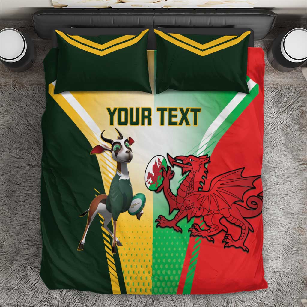 Custom South Africa And Wales Rugby Bedding Set Springboks Welsh Mascots Dynamic Version - Vibe Hoodie Shop