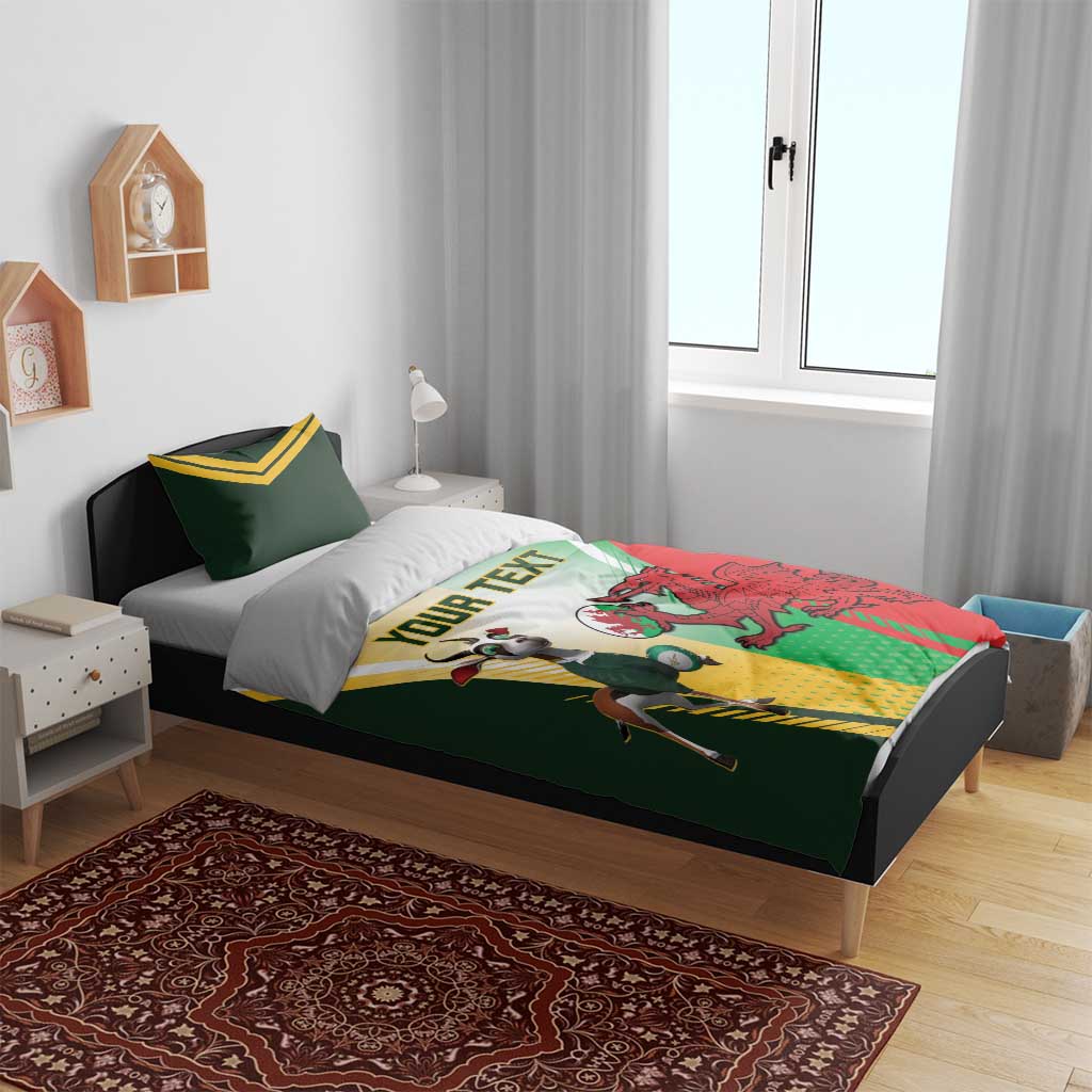 Custom South Africa And Wales Rugby Bedding Set Springboks Welsh Mascots Dynamic Version - Vibe Hoodie Shop