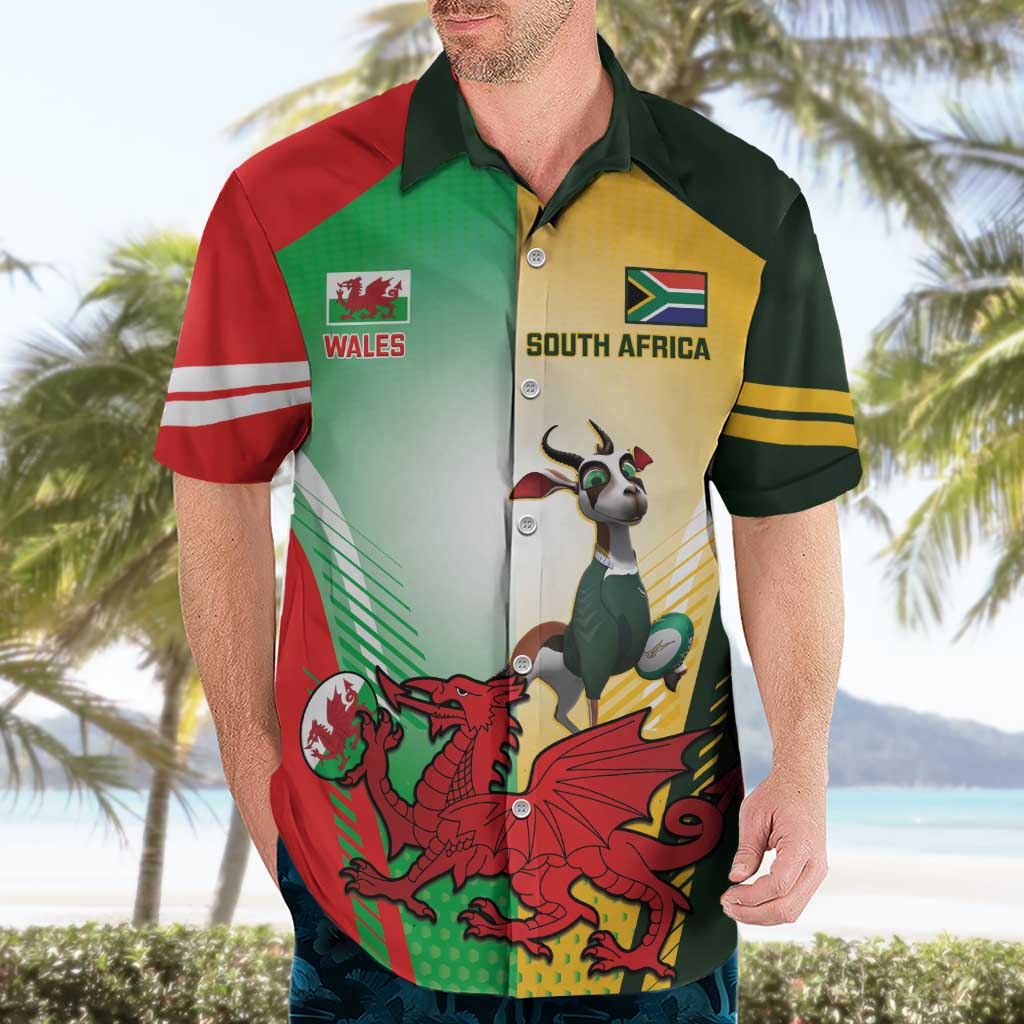 Custom South Africa And Wales Rugby Hawaiian Shirt Springboks Welsh Mascots Dynamic Version - Vibe Hoodie Shop