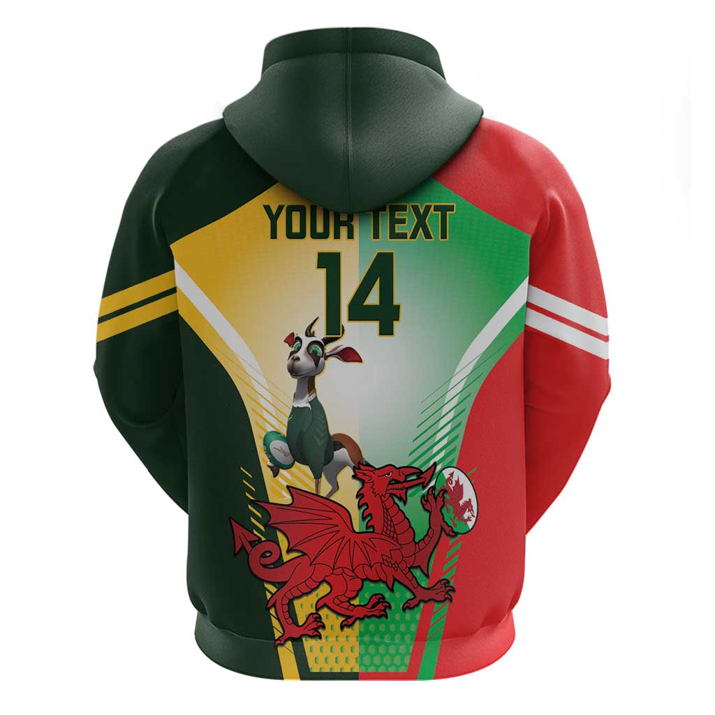 Custom South Africa And Wales Rugby Hoodie Springboks Welsh Mascots Dynamic Version - Vibe Hoodie Shop