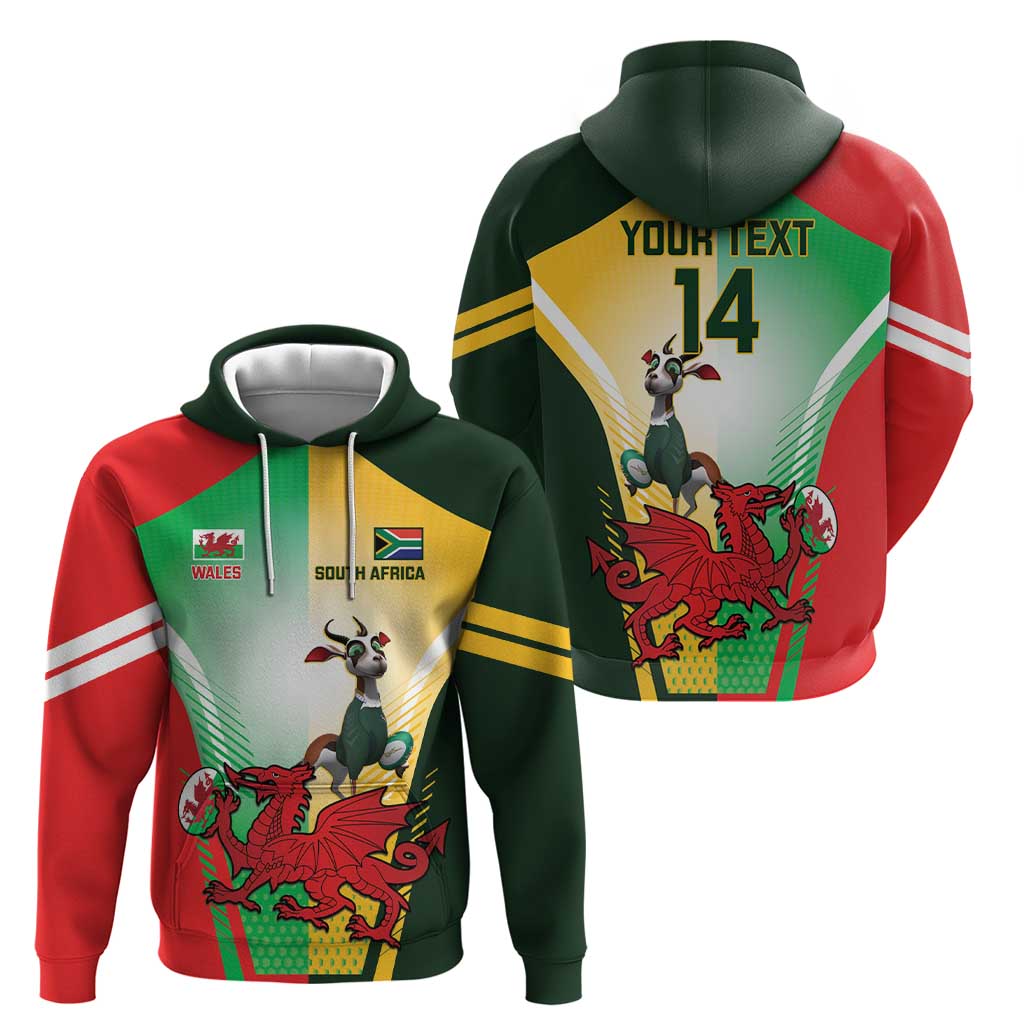 Custom South Africa And Wales Rugby Hoodie Springboks Welsh Mascots Dynamic Version - Vibe Hoodie Shop