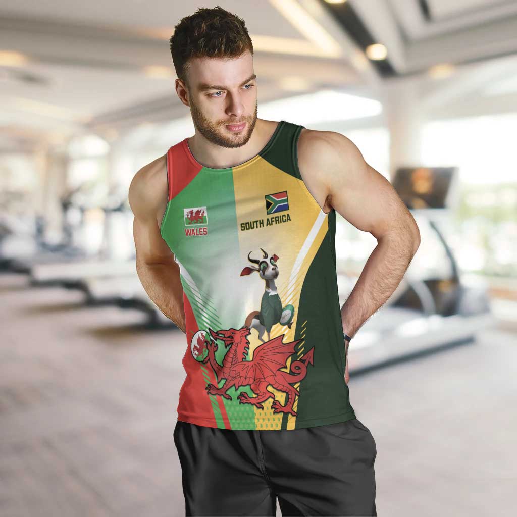 Custom South Africa And Wales Rugby Men Tank Top Springboks Welsh Mascots Dynamic Version - Vibe Hoodie Shop